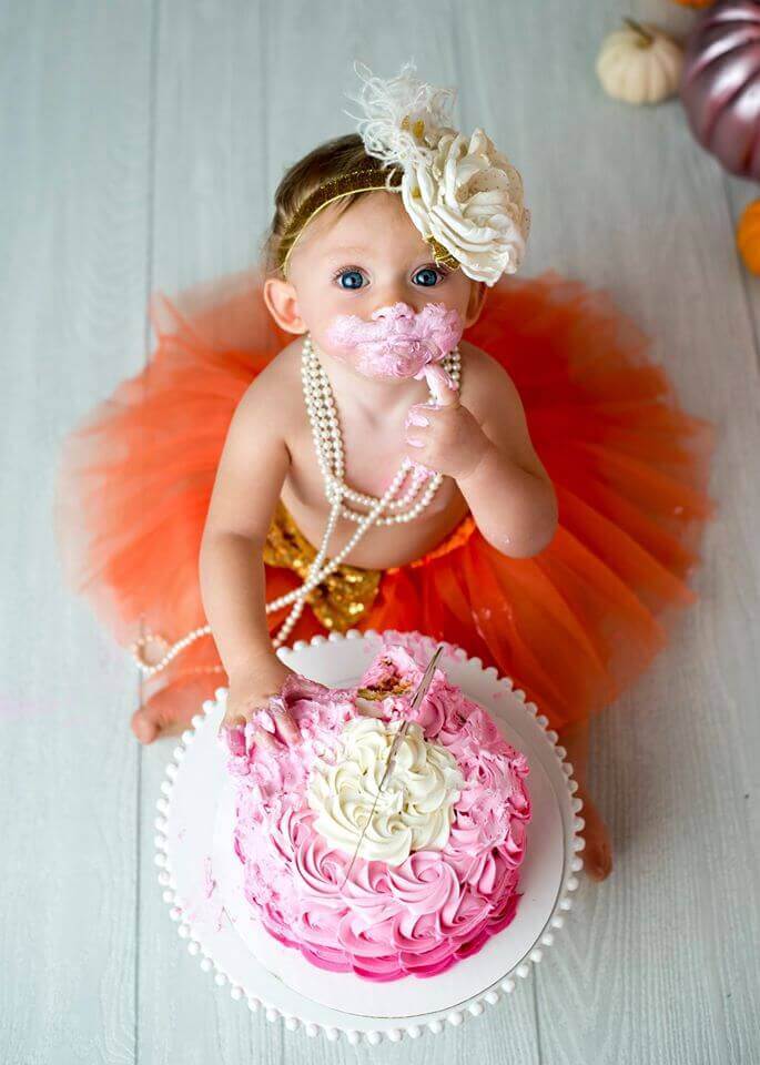 Child eating cake