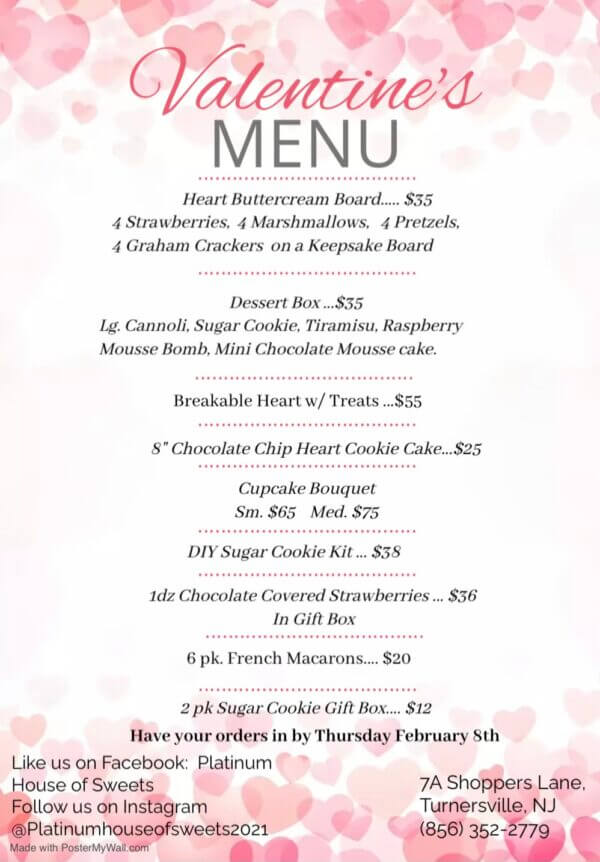 Platinum House of Sweets Menu Dessert Creations Turnersville, NJ