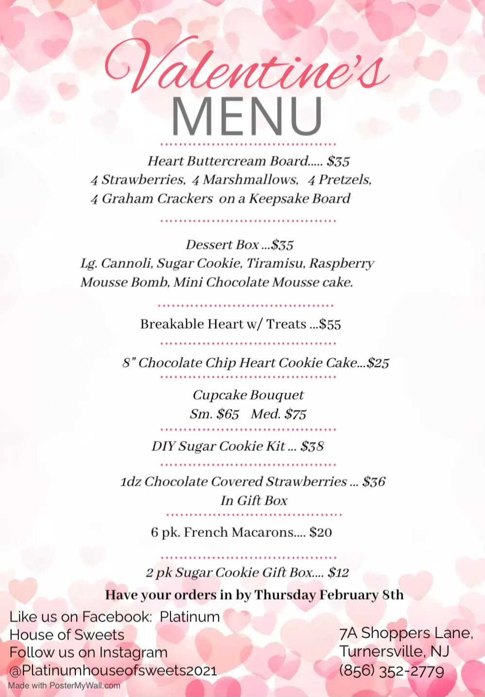 Valentines menu